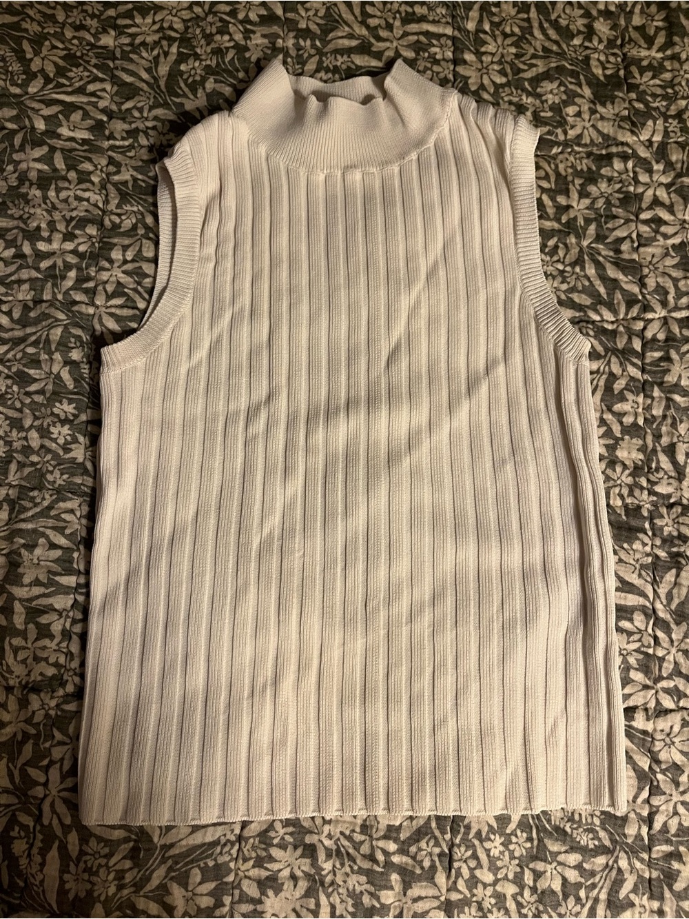 Guess Sleeveless Ribbed Mock Neck Tank - White